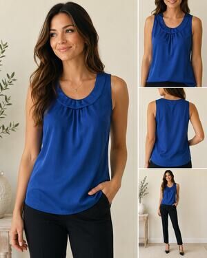 Banana Republic Women's Sleeveless Blue Blouse Top Size Small Gathered Neck